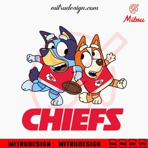 Bluey Kansas City Chiefs SVG, Bluey Bingo Chiefs Football SVG, PNG, DXF, EPS, Cricut