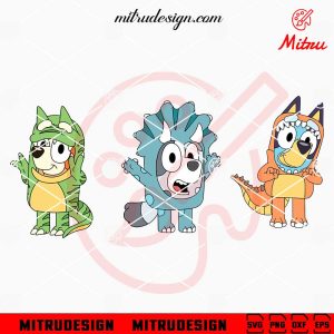 Bluey Dinosaurs Bundle SVG, Cute T Rex SVG, Funny Bluey SVG, PNG, DXF, EPS