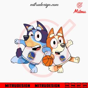 Bluey Golden State Warriors SVG, Cute Bluey Bingo Warriors NBA SVG, PNG, Cutting Files