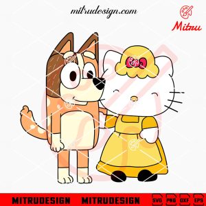Bluey And Hello Kitty Mom SVG, Kitty Mama SVG, Chilli Heeler SVG, PNG, DXF, EPS, Downloads