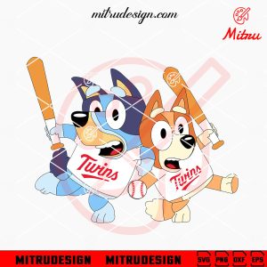 Bluey Minnesota Twins SVG, Bluey Bingo Twins Baseball SVG, PNG, DXF, EPS, Files For Cricut