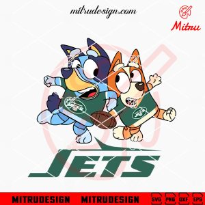 Bluey New York Jets SVG, Bluey Bingo NY Jets SVG, PNG, DXF, EPS, Cut Files