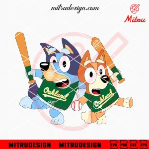 Bluey Oakland Athletics SVG, Bluey Bingo Athletics Baseball SVG, PNG, DXF, EPS, Digital Download