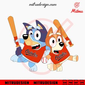 Bluey Baltimore Orioles SVG, Bluey Bingo Orioles Team SVG, PNG, DXF, EPS, Downloads