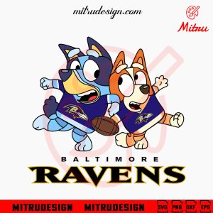 Bluey Baltimore Ravens SVG, Bluey Bingo Ravens NFL SVG, PNG, DXF, EPS, Files