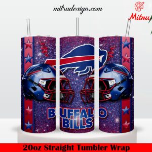 Buffalo Bills Helmet Glitter 20oz Skinny Tumbler Wrap PNG, Instant Digital Download