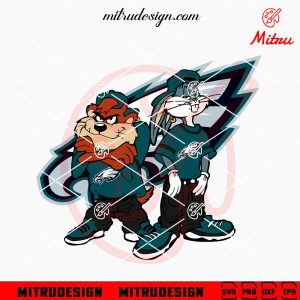 Bugs Bunny And Taz Philadelphia Eagles SVG, Looney Tunes Eagles SVG, PNG