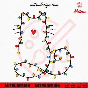 Christmas Lights Cat SVG, Funny Cat Lover Christmas SVG, PNG, DXF, EPS