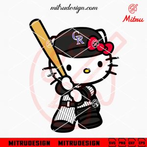 Hello Kitty Rockies Baseball SVG, Cute Colorado Rockies SVG, PNG, DXF, EPS, Cut Files