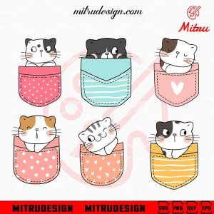 Cute Cats Pocket Bundle SVG, Kitten SVG, PNG, DXF, EPS, Digital Files