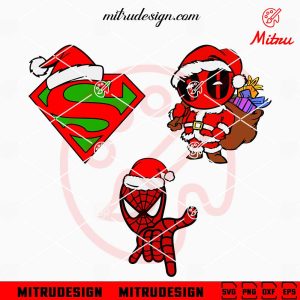 Deadpool Superman Spiderman Santa Hat Bundle SVG, Superhero Christmas SVG, Downloads