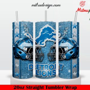 Detroit Lions Dripping Glitter 20oz Skinny Tumbler Wrap PNG, Digital Download