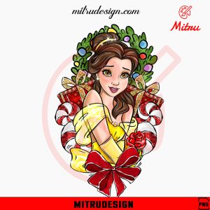 Disney Belle Christmas PNG, Beauty And The Beast Xmas PNG, Design
