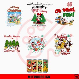 Disney Family Christmas Bundle PNG, Dashing Through The Snow PNG, Minnie’s Hot Cocoa PNG