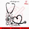 Floral Stethoscope Heart SVG, Nurse Flower SVG, PNG, DXF, EPS, Cricut