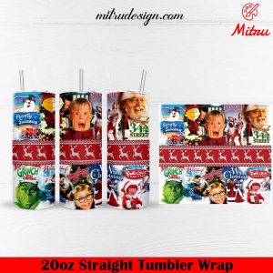 Funny Christmas Movie 20oz Skinny Tumbler Wrap PNG, Designs