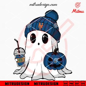 New York Mets Ghost Beanie Hat SVG, Mets Halloween SVG, Cricut