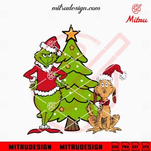 Grinch And Max Dog SVG, Christmas Tree SVG, PNG, DXF, EPS, Cricut Files