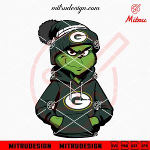Grinch Wearing Packers Hoodie SVG, Green Bay Packers Boy Christmas SVG, Digital Download