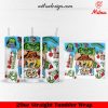 Grinch Christmas Characters 3D 20oz Skinny Tumbler Wrap PNG, Design