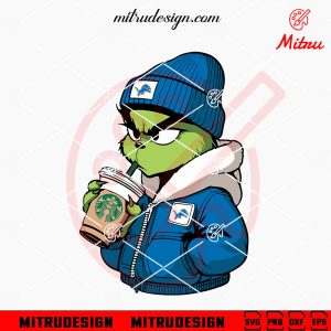 Grinch Detroit Lions Drinking Coffee SVG, Trendy Lions Christmas SVG, PNG, DXF, EPS