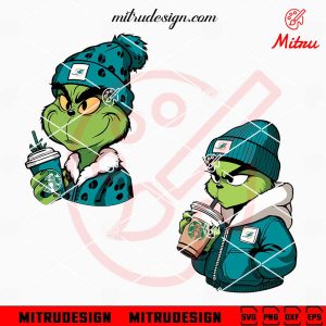 Grinch Miami Dolphins Drinking Coffee SVG, Grinchmas Dolphins SVG, Cutting Files