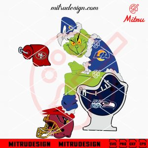 Grinch LA Rams On Toilet SVG, Grinch Rams Football Christmas SVG, PNG, DXF, EPS, Cut Files