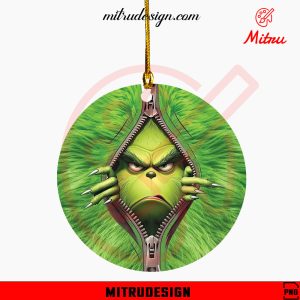 Grinch With Zipper Ornament PNG, Grinch Ew People PNG, For Christmas