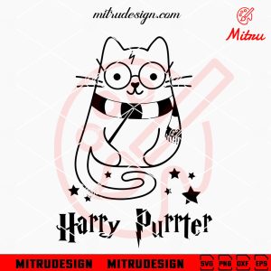 Harry Purrter SVG, Cute Cat Harry Potter SVG, Wizard Cat SVG, PNG, DXF, EPS