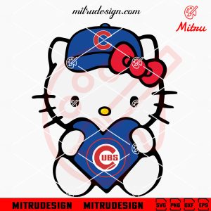 Hello Kitty Chicago Cubs Heart SVG, PNG, DXF, EPS, Digital Files Cricut