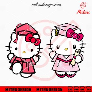 Keroppi Graduation SVG, Hello Kitty Frog Graduate SVG, PNG, DXF, EPS, Files Hello Kitty Graduation Pink SVG, Kwaii Cat Graduate SVG, PNG, DXF, EPS, Cricut Files