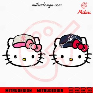 Hello Kitty x New York Yankees SVG, Cute Yankees SVG PNG DXF EPS Hello Kitty Head New York Yankees SVG, PNG, DXF, EPS, Vector