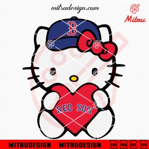 Hello Kitty Boston Red Sox Heart SVG, PNG, DXF, EPS, Cricut