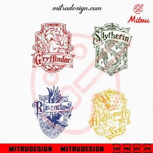 Hogwarts Houses SVG, Gryffindor, Hufflepuff, Ravenclaw, Slytherin SVG, Digital Download