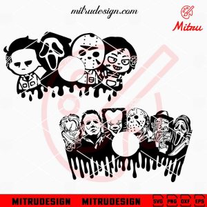 Horror Characters Starbucks Wrap SVG, Halloween Full Wrap SVG, PNG, For Coffee Cup