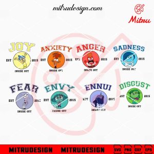 Inside Out Characters EST 2015 SVG, Anxiety, Anger, Disgust, Joy SVG, For Shirts