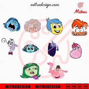 Joy Cartoon Head SVG, Joy Inside Out SVG, PNG, DXF, EPS, Cricut Inside Out Characters Head Bundle SVG, Anxiety, Nostalgia, Bing Bong SVG