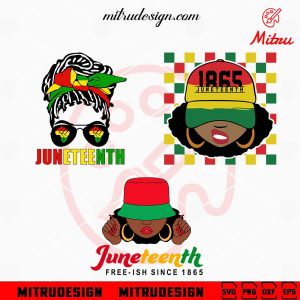 Juneteenth Woman Bundle SVG, Melanin Girl SVG, Afro Woman Messy Bun SVG, Cut Files