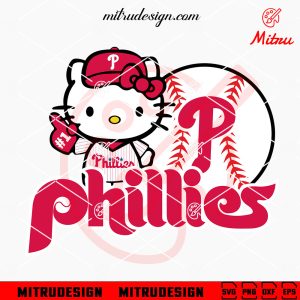 Hello Kitty Philadelphia Phillies SVG, PNG, DXF, EPS, Digital Art Hello Kitty Philadelphia Phillies Baseball SVG, Cute Phillies SVG, Cutting Files