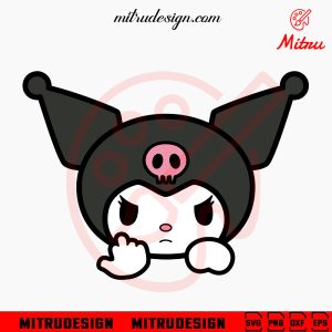 Kuromi Middle Finger SVG, Kawaii Sanrio SVG, PNG, DXF, EPS, Cutting Files