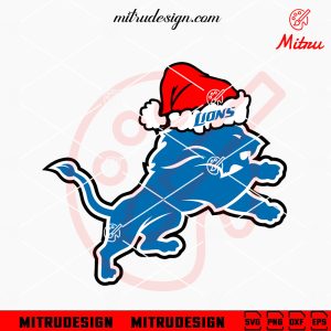 Detroit Lions Logo Santa Hat SVG, Funny Lions Football Christmas SVG, PNG, Downloads