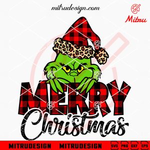 Grinch Merry Christmas Buffalo Plaid SVG, Merry Grinchmas SVG, PNG, DXF, EPS, Vector