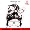 Mom Life Free SVG, Messy Bun Hair SVG, PNG, DXF, EPS, Cut Files