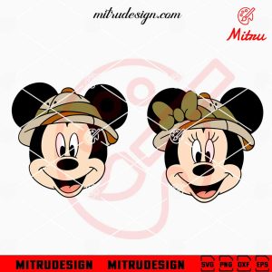 Mickey And Minnie Head Safari SVG, Disney Safari Trip SVG, Animal Kingdom Couple SVG