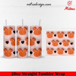 Mickey Mouse Pumpkin Head 3D 20oz Skinny Tumbler Wrap, Designs