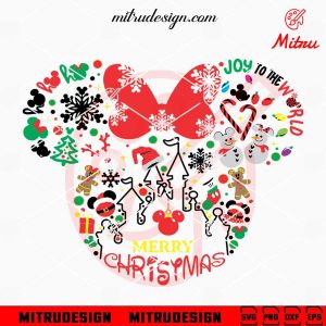 Minnie Ears Merry Christmas SVG,  Joy To The World SVG, PNG, DXF, EPS