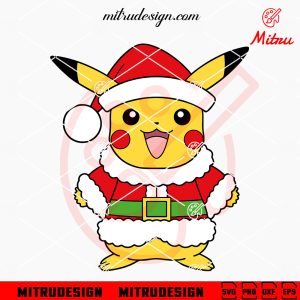 Pikachu Santa Claus SVG, Pikachu Pokemon Christmas SVG, PNG, DXF, EPS