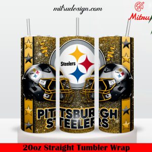 Pittsburgh Steelers Dripping Glitter 20oz Skinny Tumbler Wrap PNG, Sublimation