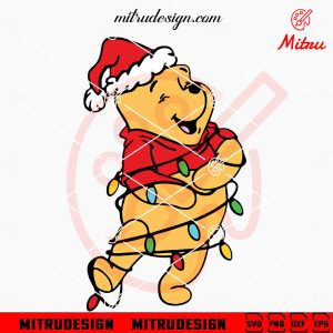 Winnie The Pooh Chrismas Lights SVG, Pooh Bear Xmas SVG, PNG, DXF, EPS, Cut Files