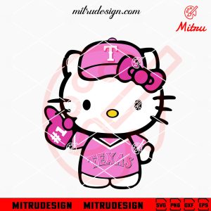 Pink Hello Kitty Texas Rangers SVG, Cute Texas Baseball Team SVG, PNG, DXF, EPS